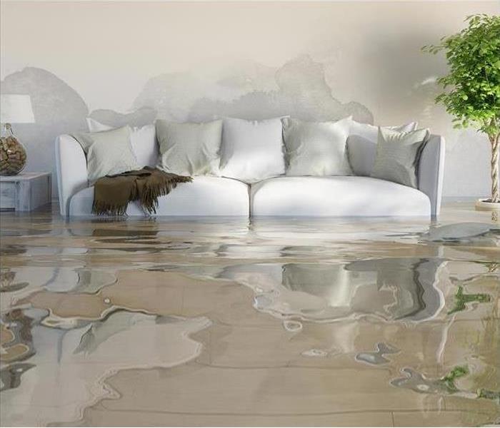 A couch in a water damage 