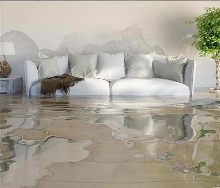 couch in a water damage